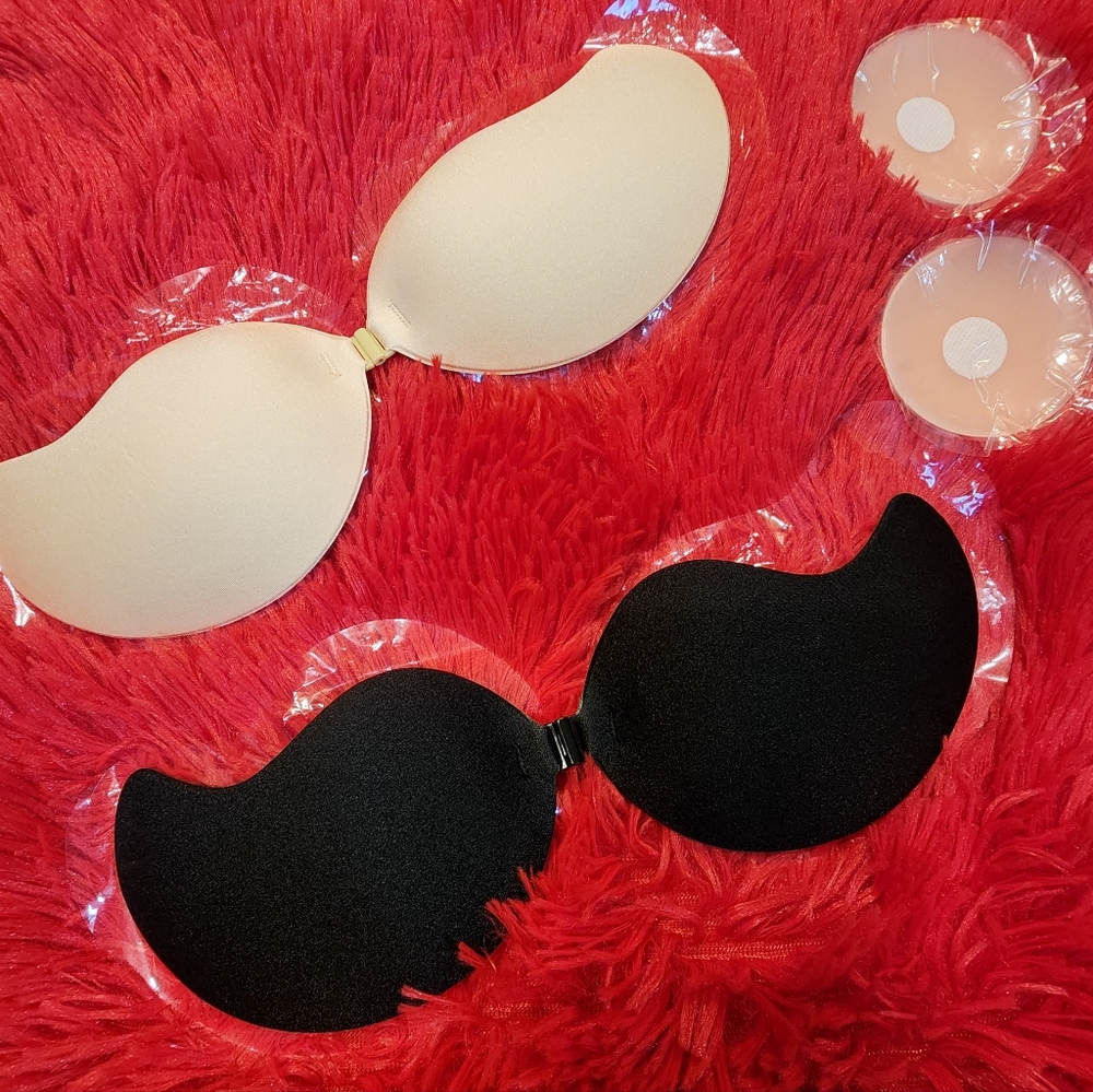 Set of 2 - Sticky Bras For Backless Dress Size A Cup (Beige&Black)